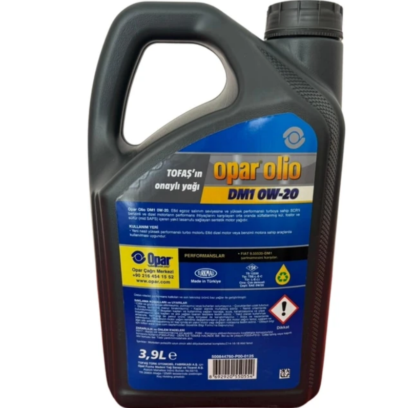 55179529 OPAR OLIO DM1 0W20 | SENTETİK MOTOR YAĞI 3.9 LİTRE | FIAT DOBLO - LINEA - EGEA - FIORINO
