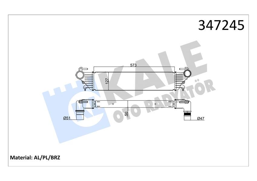 51887954 Turbo Radyatörü Intercooler KALE OTO RADYATOR | Fiat Egea 16> 500