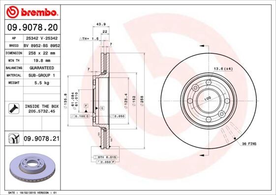 402061200R Ön Fren Aynası BREMBO | Clio IV 12+ Clio V 19+ Symbol