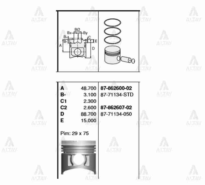 87-71134-STD Piston GOETZE | Hyundai H100