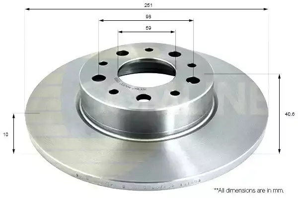 51885409 Fren Diski Arka Duz 5 Bjn 251X10X59X40,6 WALBURG | Fiat Egea 1.6 MJT 2015