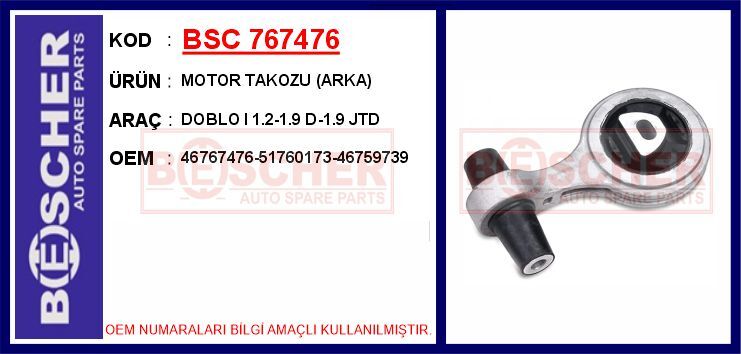 51760173 Motor Takozu Arka BSC | Fiat Doblo I 1.2 1.9 D 1.9 JTD