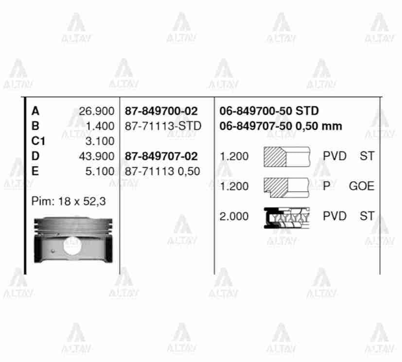 230412B101 Piston GOETZE | Hyundai i20 / Hyundai Accent Blue