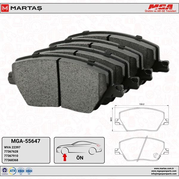 77367628 Fren Balatası | Fiat Egea Ön MGA 55647