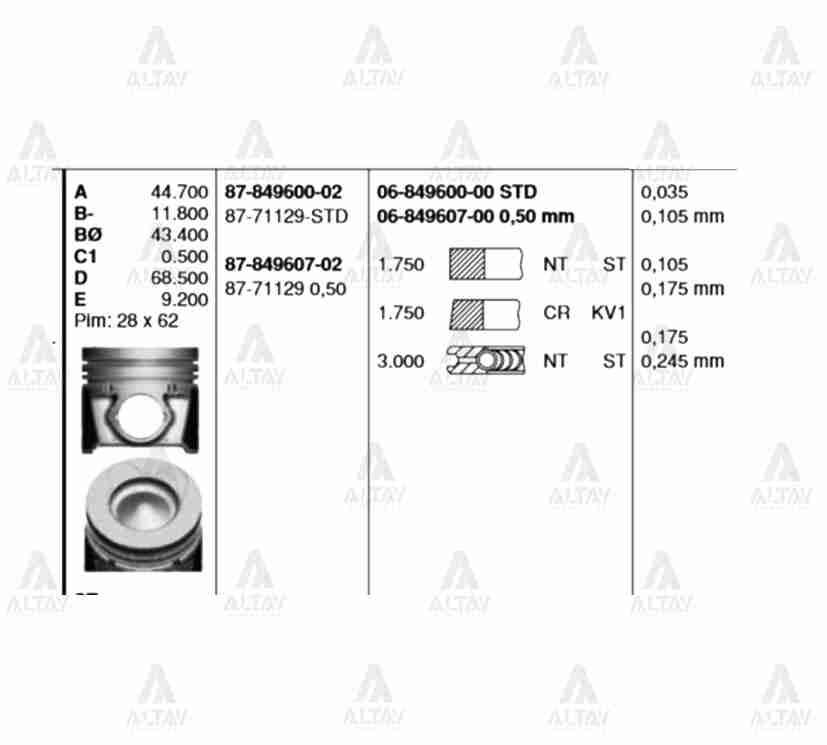 87-71129-STD Piston GOETZE | Hyundai i20