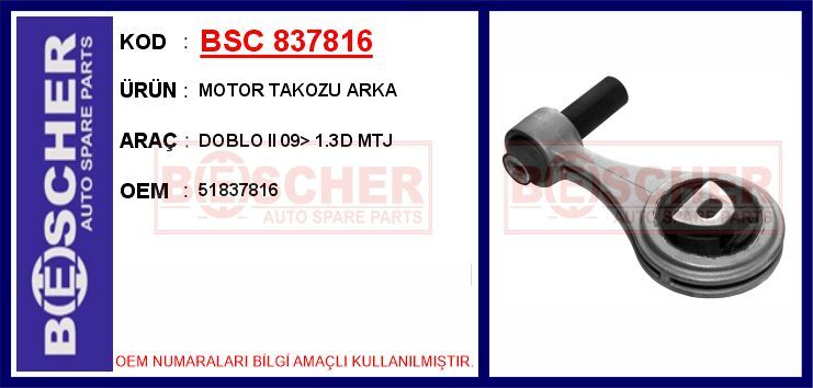 51837816 Motor Takozu Arka BSC | Doblo II 09 1.3D Mtj