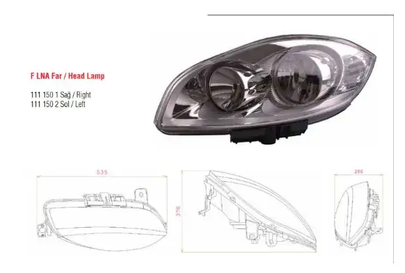 52084245 Far | Fiat Linea Sol Ön Motorlu ESER
