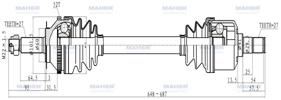 49501-26810 Aks Ön MAHER | Hyundai Santa Fe