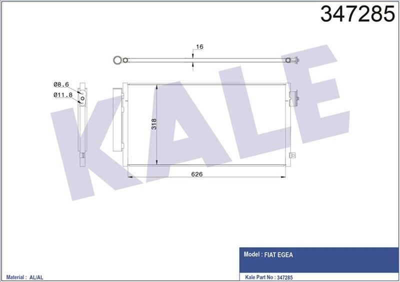 51887955 Klima Radyatörü Fiat Egea | KALE-347285 Fiat Egea 1.3 Dizel 1.6 Dizel 2015-2020