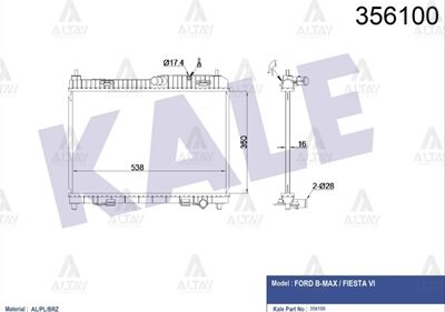 8V518005BE Su Radyatörü KALE | Ford Fiesta / Ford Courier