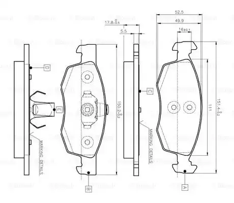 55170904 Fren Balata On WALBURG | Fiat Doblo 1.9 JTD 17.80mm 2001 2010