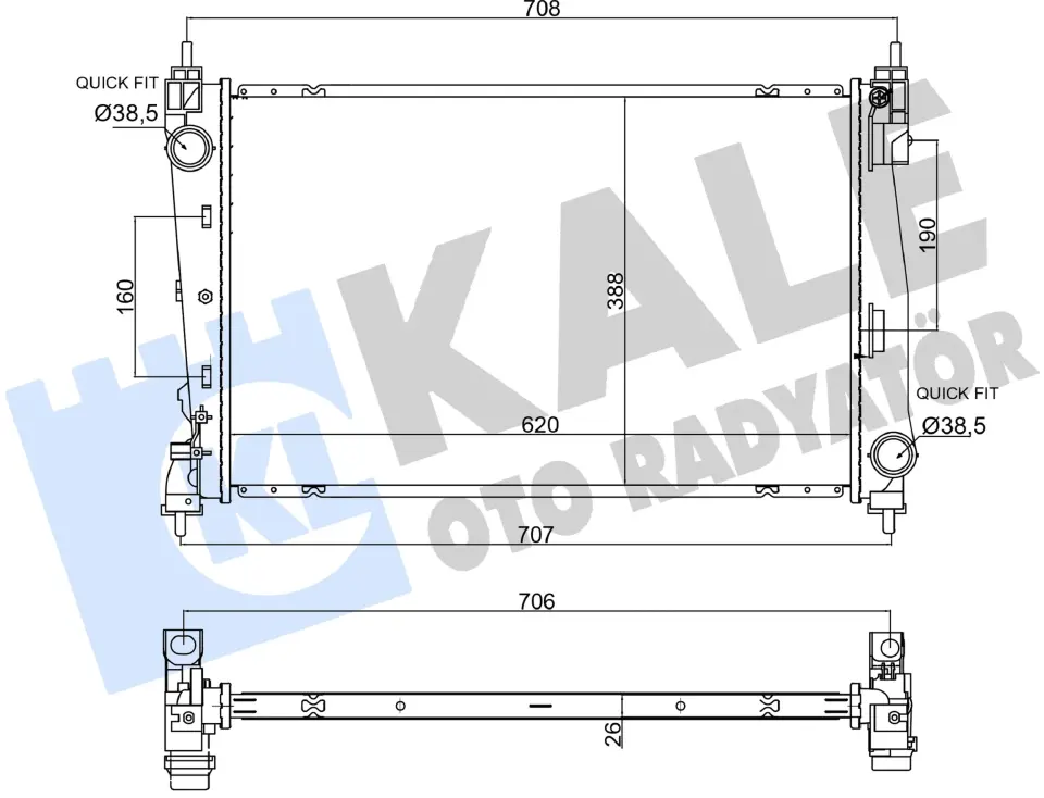 52090365 Su Radyatörü KALE OTO RADYATOR | Fiat Egea Doblo