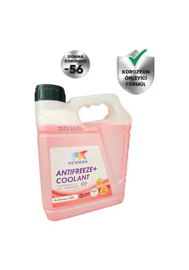 NEWADA KIRMIZI ANTİFRİZ 3 LİTRE | -56 DERECE ORGANİK SOĞUTMA SIVISI | G12+ TÜM ARAÇLARLA UYUMLU