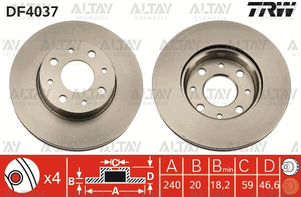 46419204 Fren Diski Ön TRW | Fiat Palio / Fiat Siena