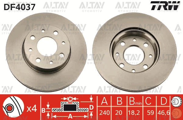 46419204 Fren Diski Ön TRW | Fiat Palio / Fiat Siena