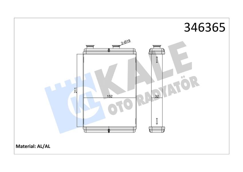46722976 Kalori̇fer Radyatörü KALE OTO RADYATOR | Fiat Doblo 01>PUNTO 01>I