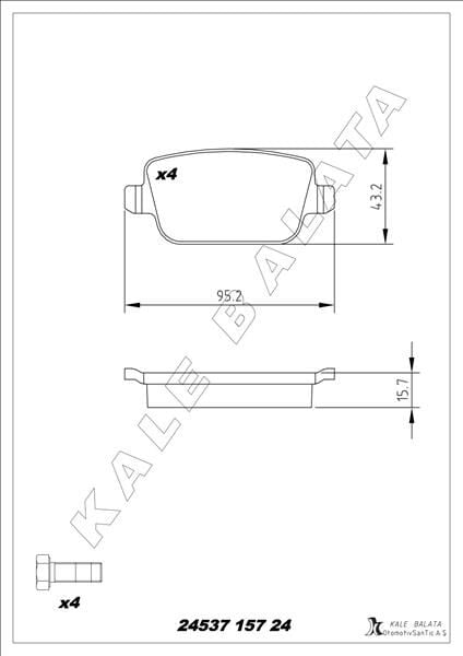 KTPZ31-2M008-AC N ARKA FREN BALATASI | KALE BALATA SETİ | FORD CUSTOM V710 (2023+)