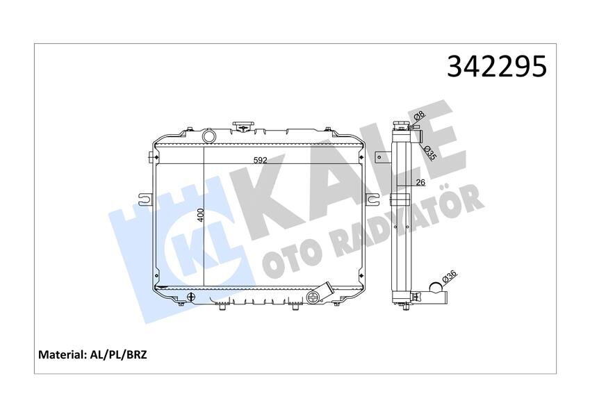 25300 43000 Radyatör KALE OTO RADYATOR | Hyundai H100 BUS H1 STRAEX Al pl brz