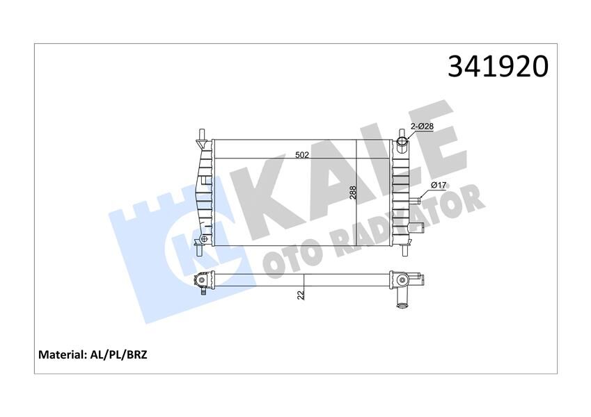 1001855 Motor Su Radyatoru KALE OTO RADYATOR | Fiesta IV 96>02 Mazda 121 II