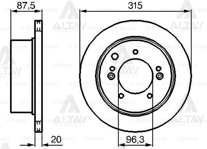 58411-3E300 Fren Diski Arka BOSCH | Kia Sorento