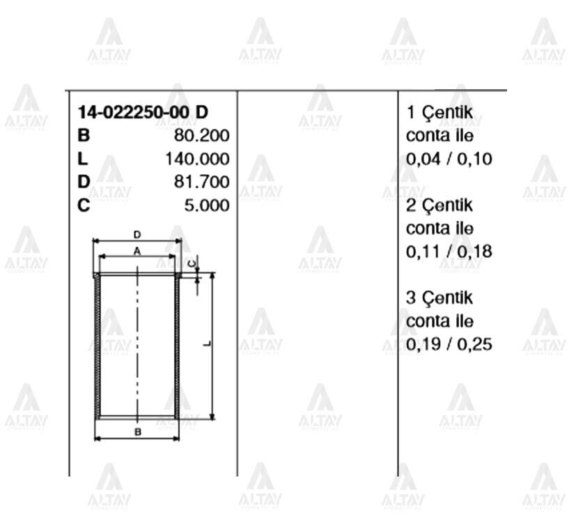14-022250-00 Silindir Gömleği GOETZE | Hyundai i30 / Hyundai Accent Blue