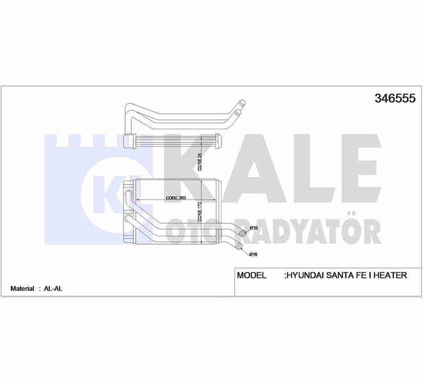 97227-26000 Kalorifer Radyatörü KALE | Hyundai Santa Fe
