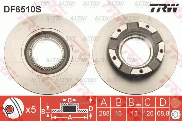 BK212A097AB Fren Diski Arka TRW | Transit Custom 320L