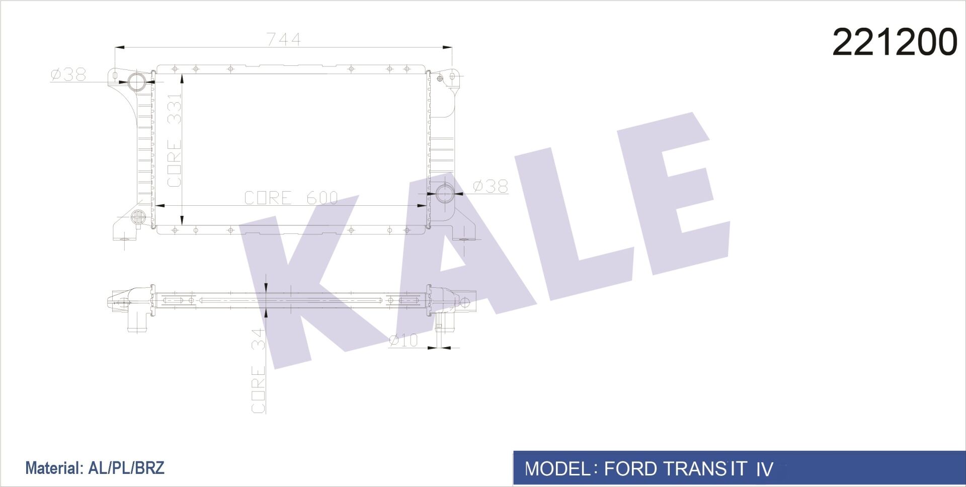 92VT8005AA Su Radyatörü KALE | Ford Transit