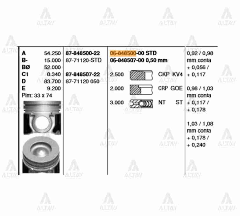 87-71120-STD Piston GOETZE | Kia Sorento