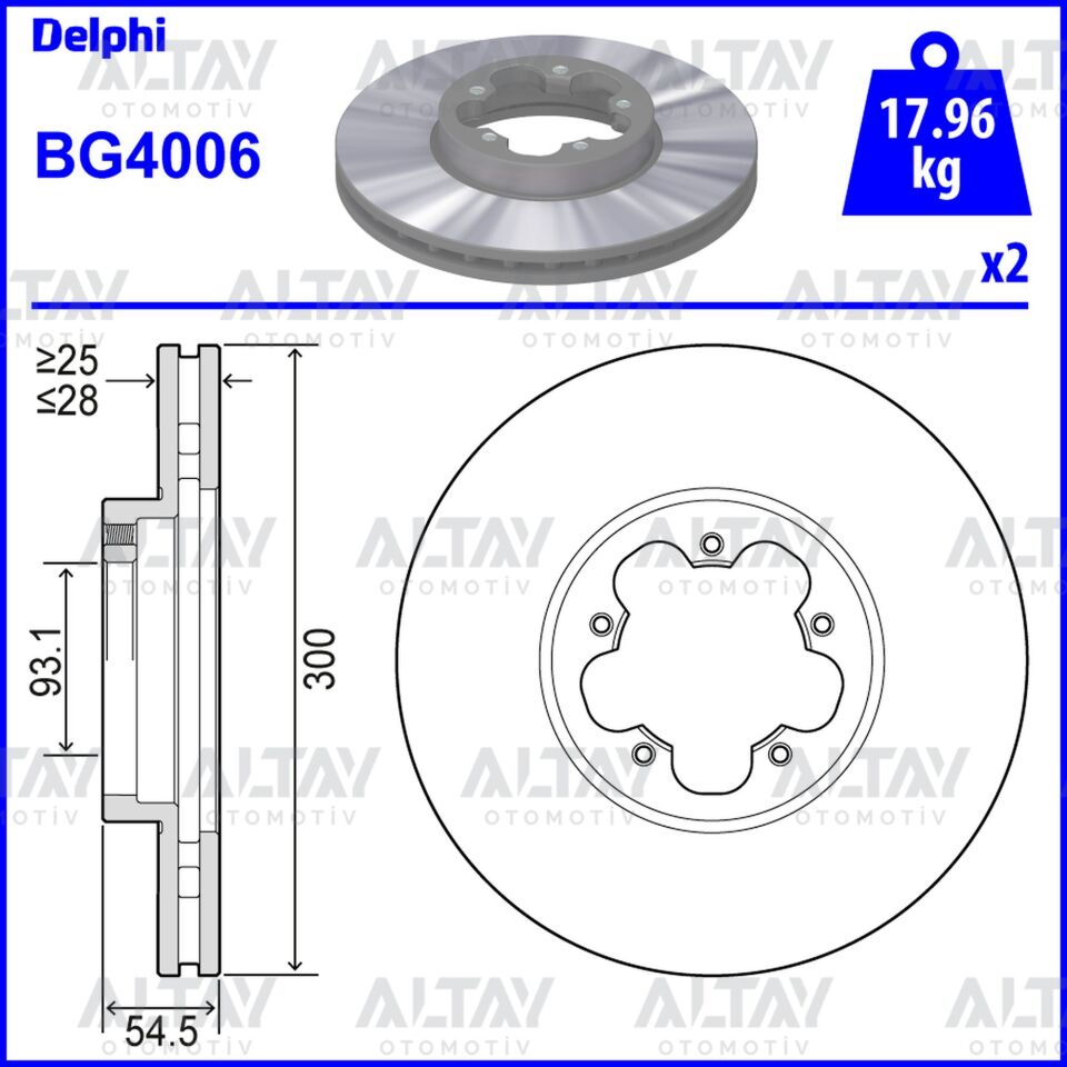 6C111125AA Fren Diski Ön DELPHI | Ford Transit