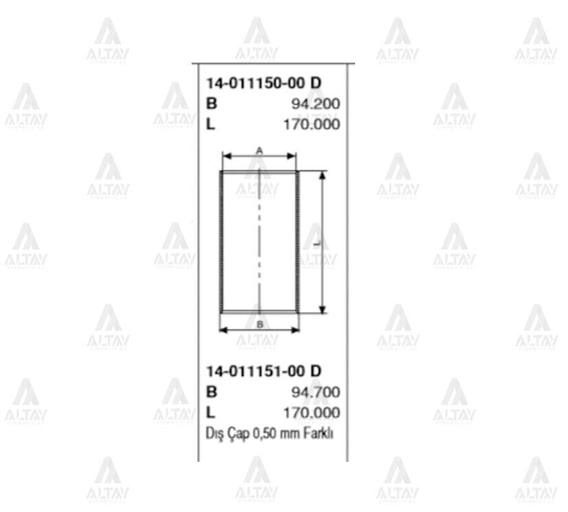 14-011150-00 Silindir Gömleği GOETZE | Hyundai Starex / Kia Sorento