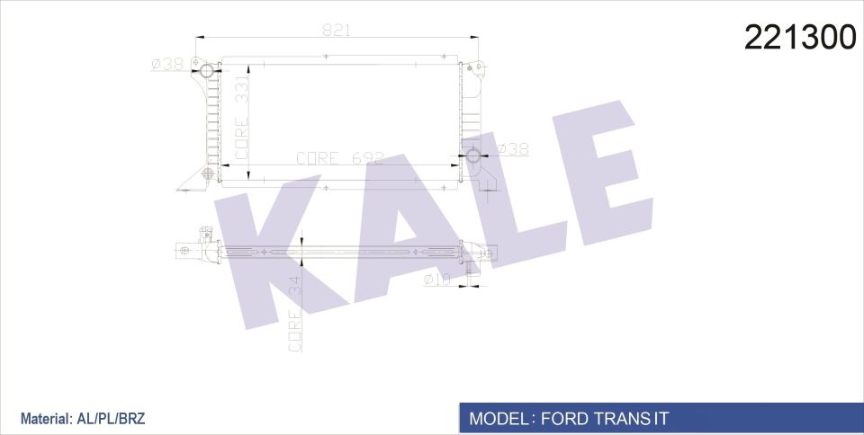 94VB8005DB Su Radyatörü KALE | Ford Transit