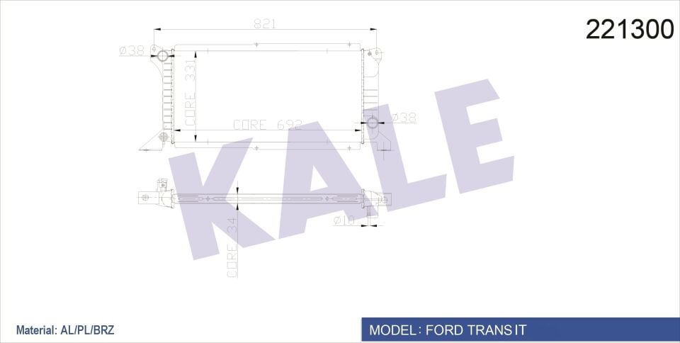 94VB8005DB Su Radyatörü KALE | Ford Transit