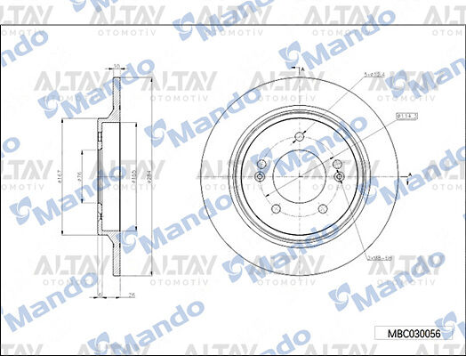 58411-3V500 Fren Diski Arka MANDO | Hyundai i30