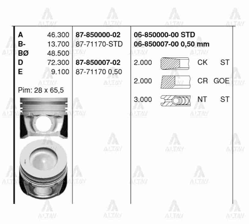 87-71170-STD Piston GOETZE | Hyundai Tucson