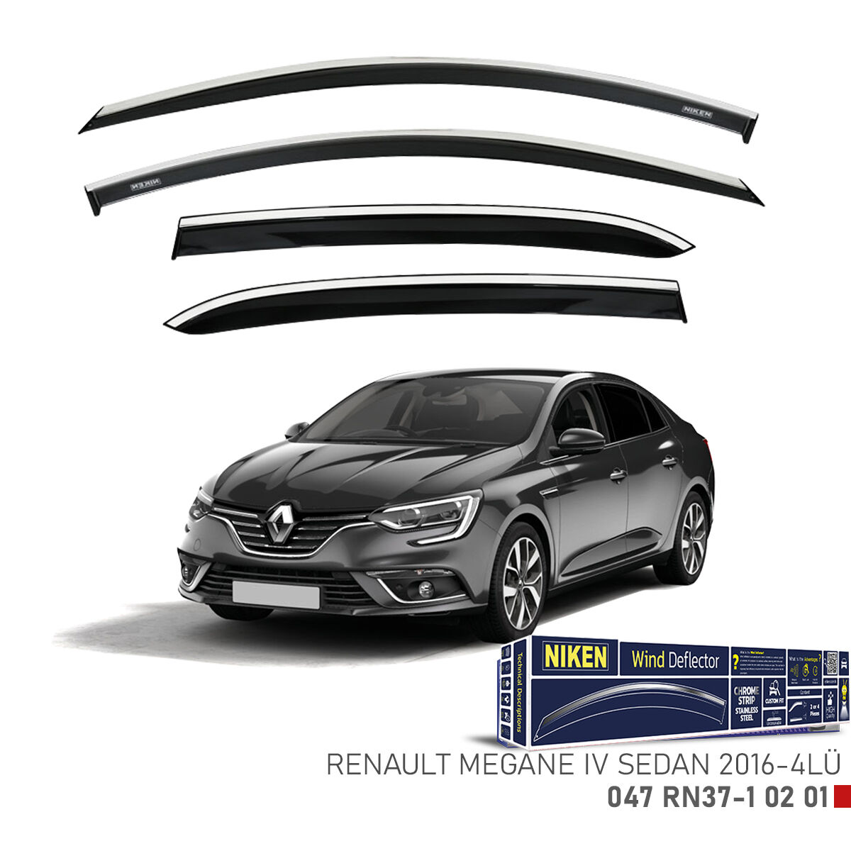 NKN 047 RN37 1 02 01 Kromlu Cam Rüzgarliği NIKEN | Renault Megane IV 2016 Sedan 4LÜ