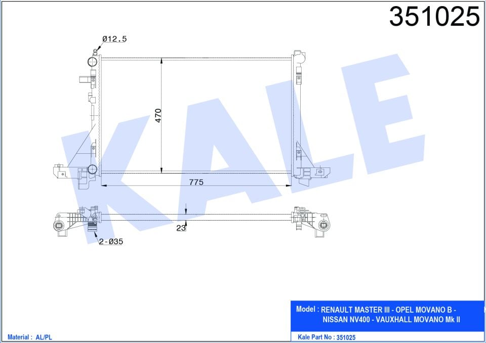 2140000Q2A Su Radyatörü KALE | Renault Master