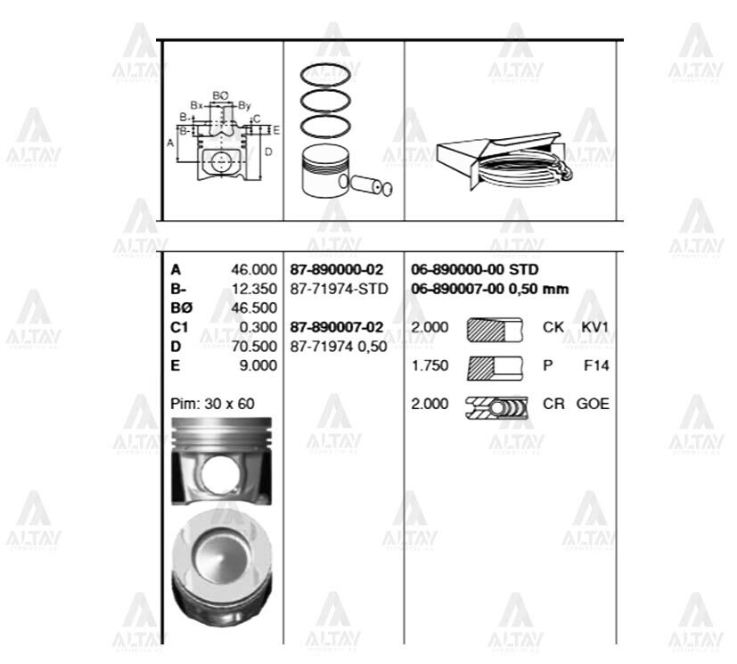87-71974-STD Piston GOETZE | Renault Trafic