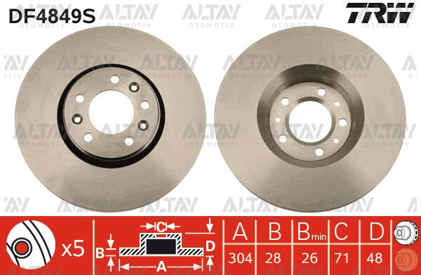 9467548587 Fren Diski Ön TRW | Fiat Scudo