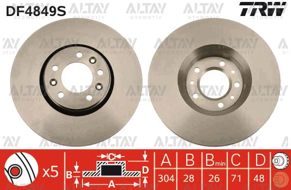 9467548587 Fren Diski Ön TRW | Fiat Scudo