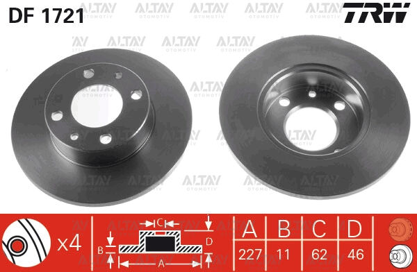 7700314107 Fren Diski Arka TRW | Renault Master