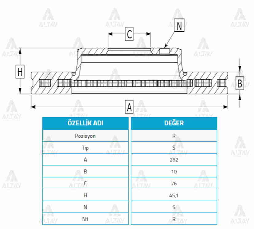58411-A6300 Fren Diski Arka MAHER | Hyundai i30