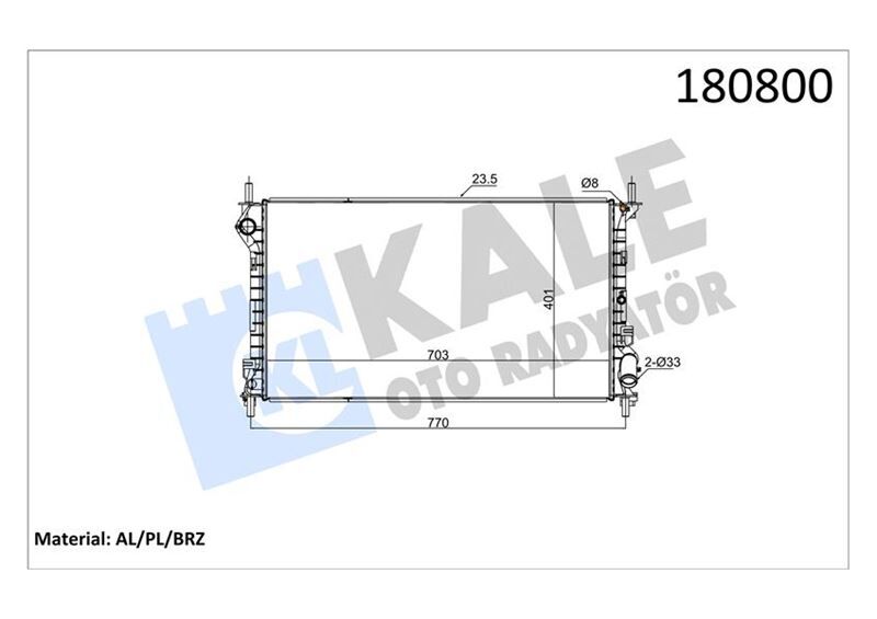 1898102 Motor Su Radyatoru KALE OTO RADYATOR | Connect 1.8TDCI 03>06 Ya Da