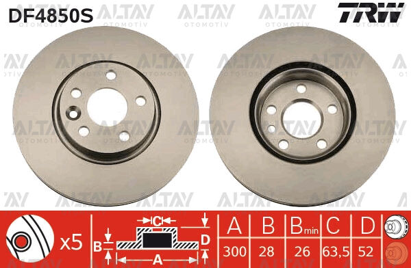 7G911125BA Fren Diski Ön TRW | Ford Mondeo / Ford S-Max