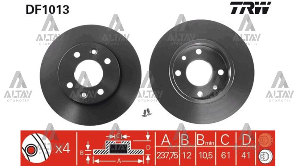 7700704705 Fren Diski Ön TRW | Renault R9 / Renault R19 / Renault Twingo