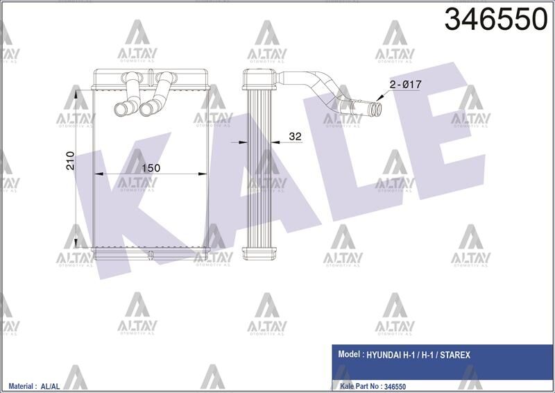 97023-4A010 Kalorifer Radyatörü Ön KALE | Hyundai Starex