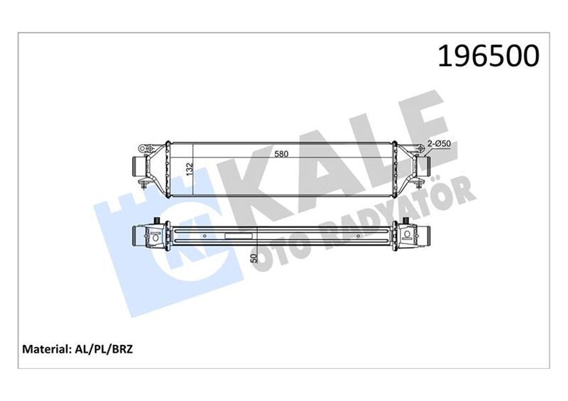 51785255 Turbo Radyatörü Intercooler KALE OTO RADYATOR | Linea 1.4JTD 580x13
