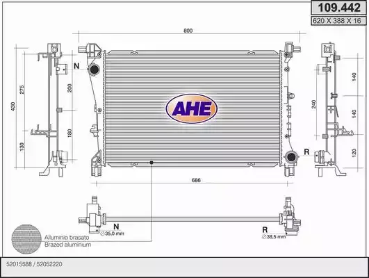 52015588 Su Radyatoru Brazing VEKA | Fiat Egea 1.3 MJT M t Ac+ / 2015