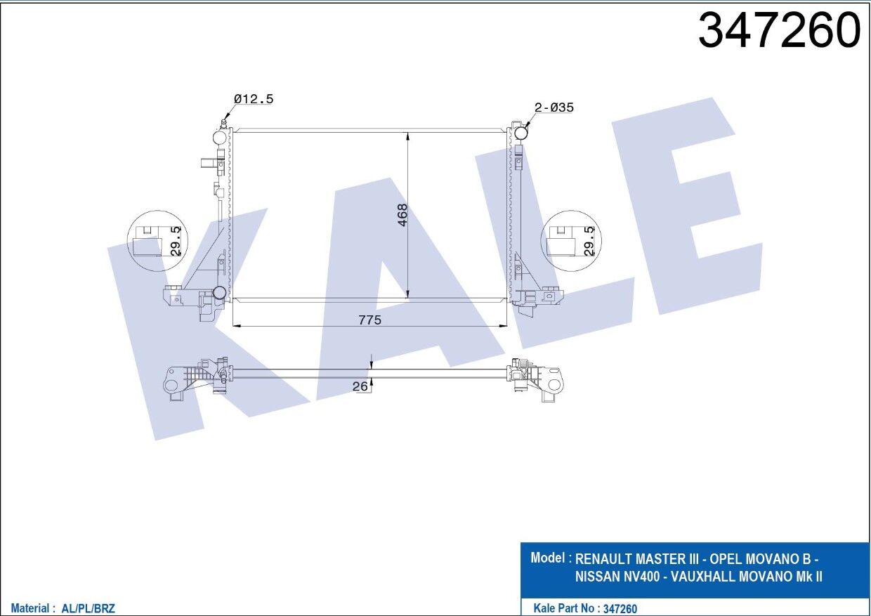 2140000Q2B Su Radyatörü KALE | Renault Master