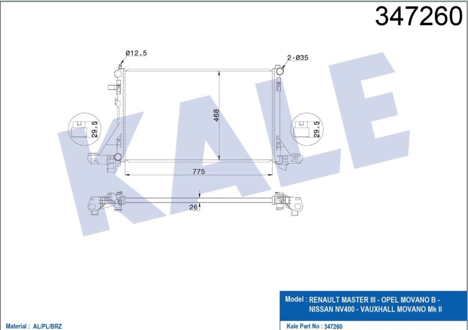 2140000Q2B Su Radyatörü KALE | Renault Master